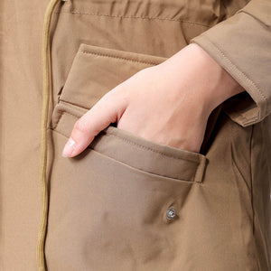 Women's Beige Regular Fit Solid Parka Jacket