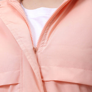 Women's Pink Regular Fit Solid Parka Jacket
