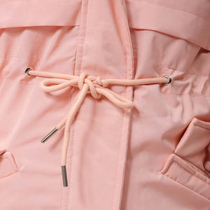 Women's Pink Regular Fit Solid Parka Jacket