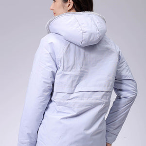 Women's Purple Regular Fit Solid Parka Jacket