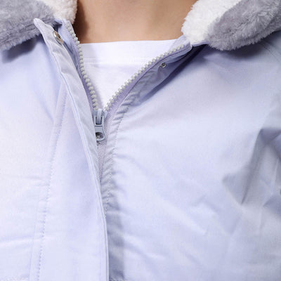 Women's Purple Regular Fit Solid Parka Jacket