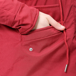 Women's Maroon Regular Fit Solid Parka Jacket