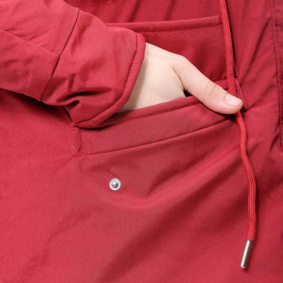 Women's Maroon Regular Fit Solid Parka Jacket