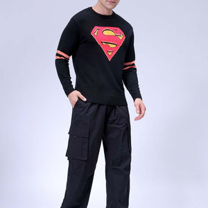 Men's Black Relaxed Fit Character Printed Crew Neck Jacquard  Sweater