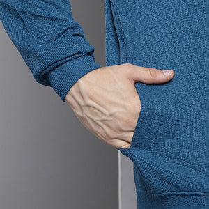 Men's Blue Relaxed Fit Self Design Sweatshirt
