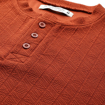 Men's Rust Relaxed Fit Self Design Sweatshirt