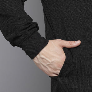 Men's Black Relaxed Fit Self Design Sweatshirt