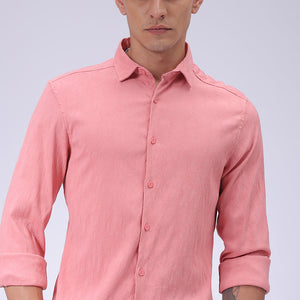 Men's Pink Slim Fit Textured Shirt