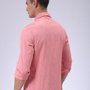 Men's Pink Slim Fit Textured Shirt