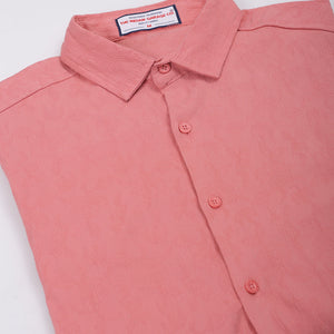 Men's Pink Slim Fit Textured Shirt