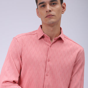 Men's Pink Slim Fit Textured Shirt