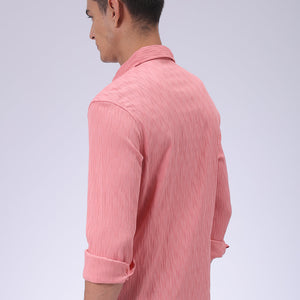 Men's Pink Slim Fit Textured Shirt