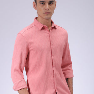 Men's Pink Slim Fit Textured Shirt