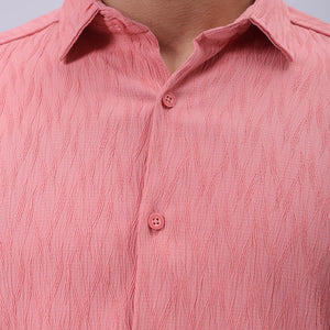 Men's Pink Slim Fit Textured Shirt