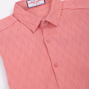 Men's Pink Slim Fit Textured Shirt