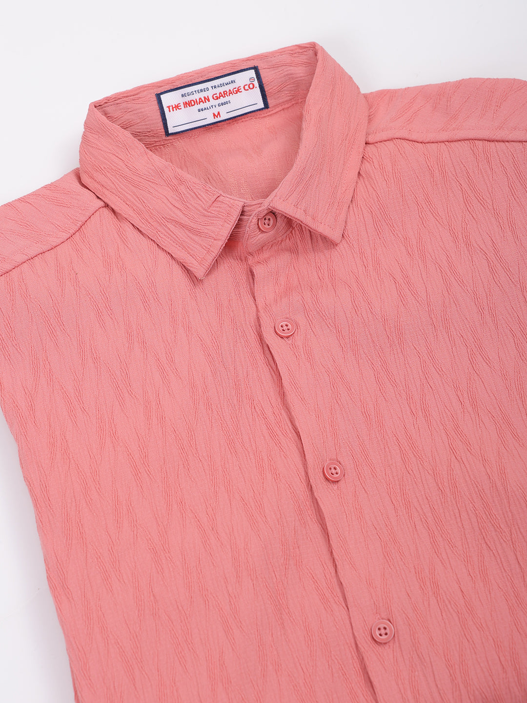 Men's Pink Slim Fit Textured Shirt