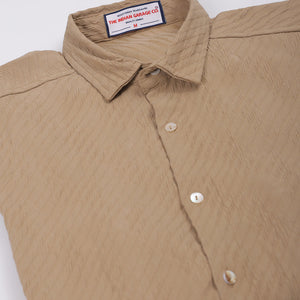 Men's Khaki Slim Fit Textured Shirt