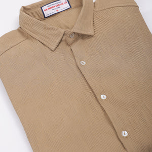 Men's Khaki Slim Fit Textured Shirt