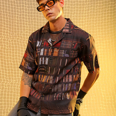 Men's Brown Oversized Fit Graphic Shirt