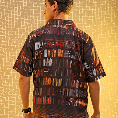 Men's Brown Oversized Fit Graphic Shirt