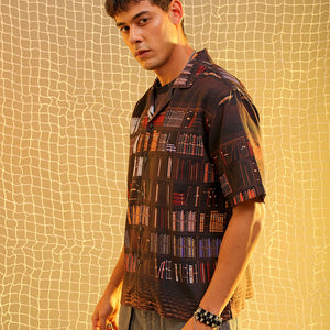 Men's Brown Oversized Fit Graphic Shirt