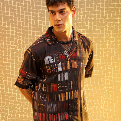 Men's Brown Oversized Fit Graphic Shirt