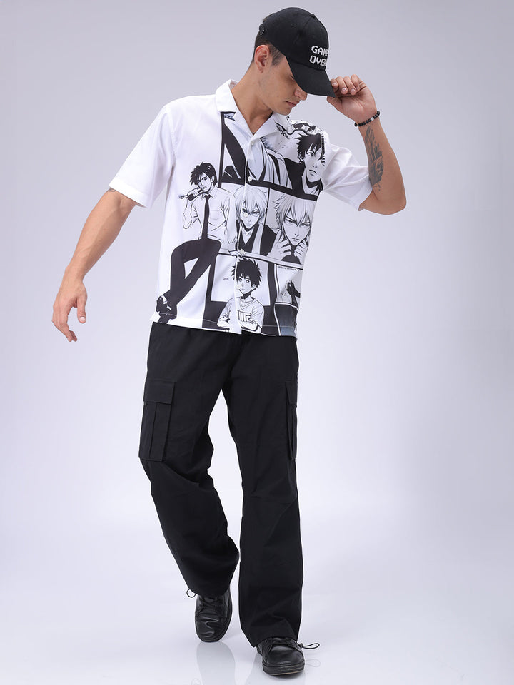 Men's Black Oversized Fit Graphic Shirt