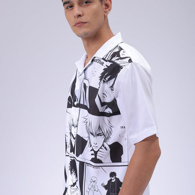 Men's Black Oversized Fit Graphic Shirt
