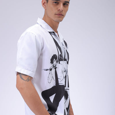 Men's Black Oversized Fit Graphic Shirt