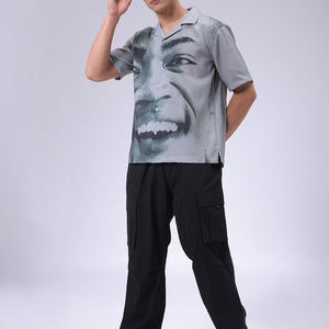 Men's Grey Oversized Fit Graphic Shirt