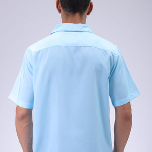 Men's Blue Oversized Fit Graphic Shirt