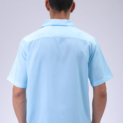 Men's Blue Oversized Fit Graphic Shirt