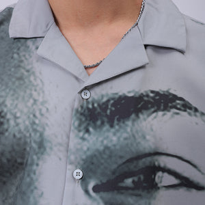 Men's Grey Oversized Fit Graphic Shirt