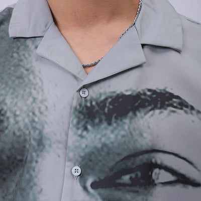 Men's Grey Oversized Fit Graphic Shirt