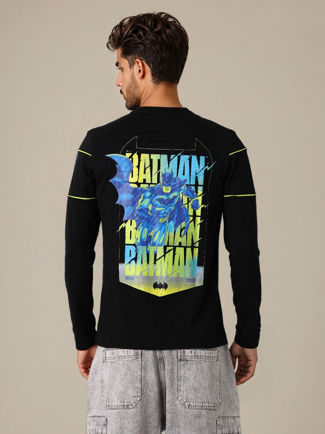 Men's Batman Back Print Slim Fit T-shirt