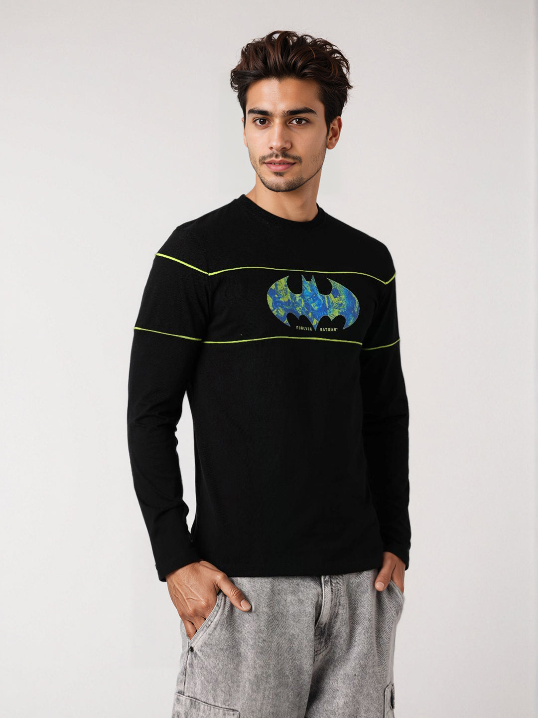 Men's Batman Back Print Slim Fit T-shirt
