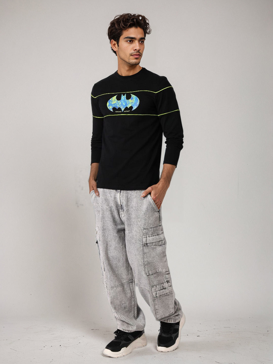 Men's Batman Back Print Slim Fit T-shirt