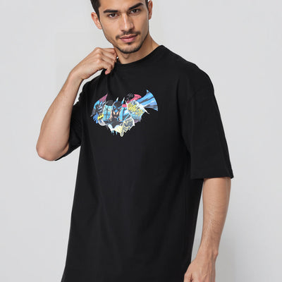 Men's Oversized Batman Back Print T-Shirt