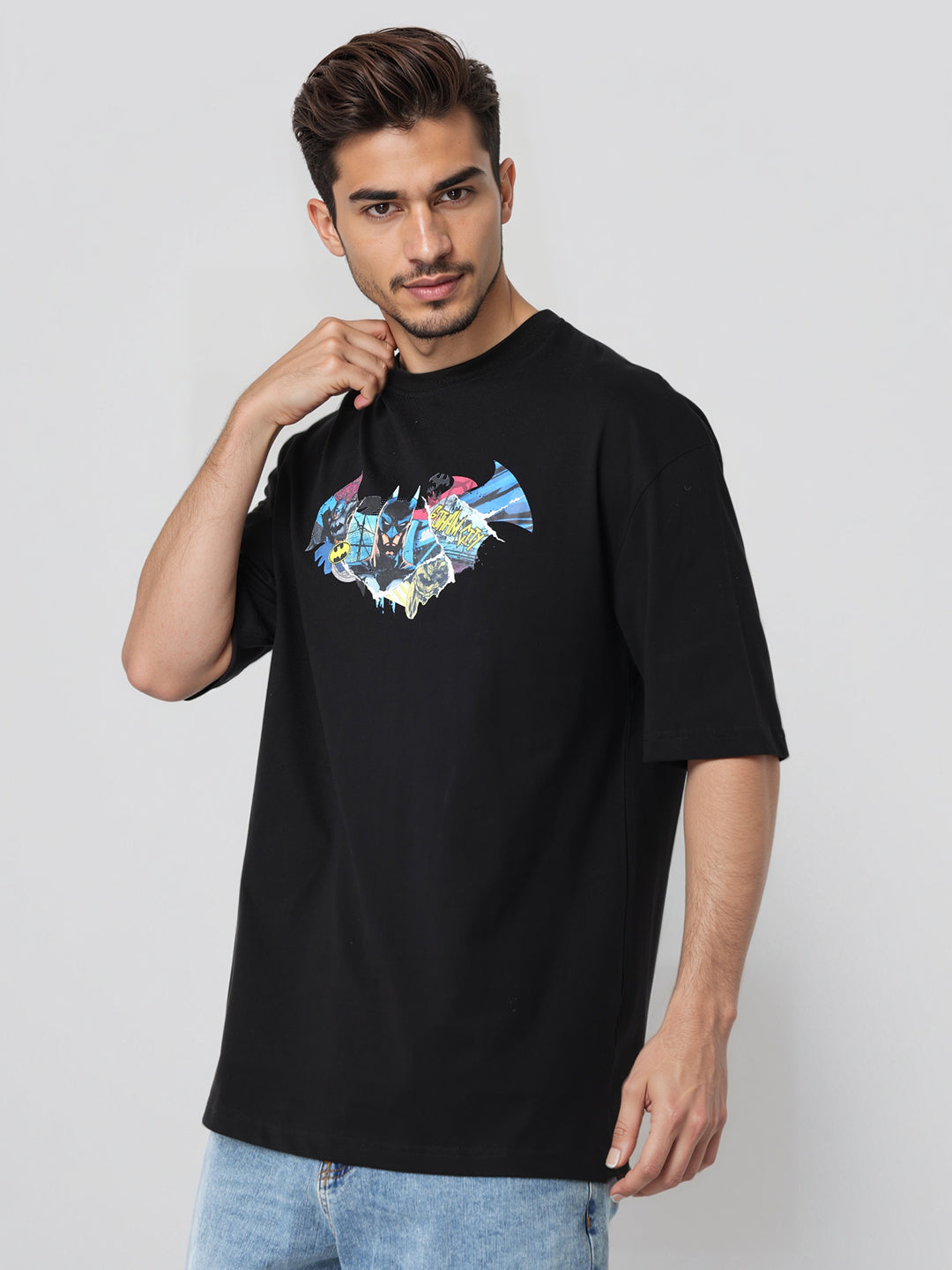 Men's Oversized Batman Back Print T-Shirt