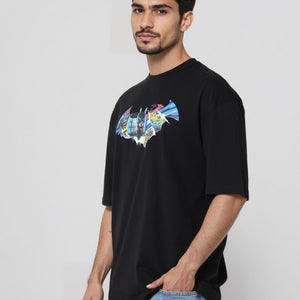 Men's Oversized Batman Back Print T-Shirt