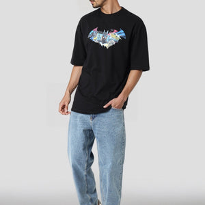 Men's Oversized Batman Back Print T-Shirt