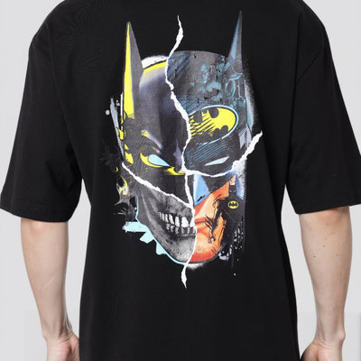 Men's Oversized Batman Back Print T-Shirt