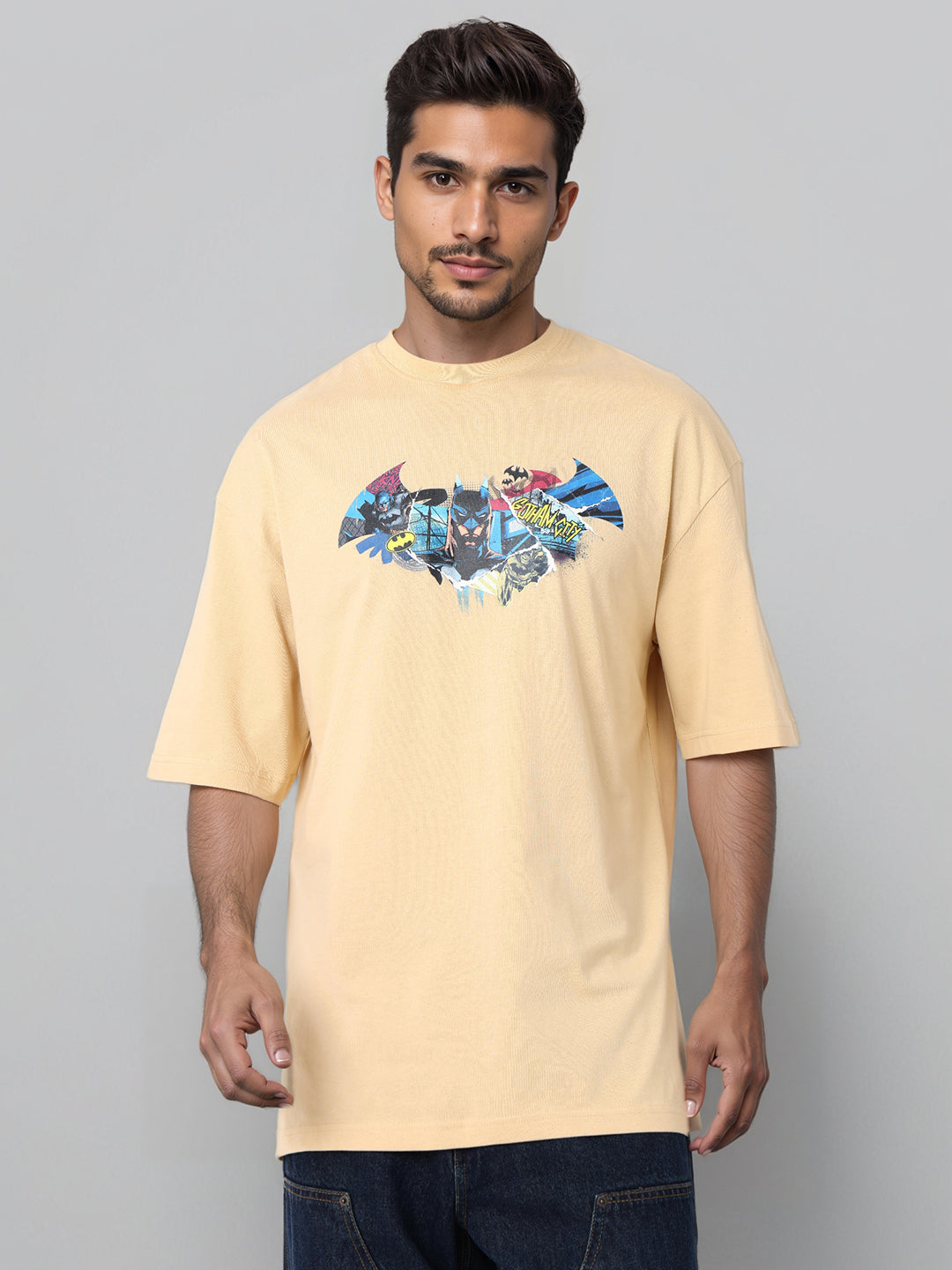 Men's Oversized Batman Back Print T-Shirt