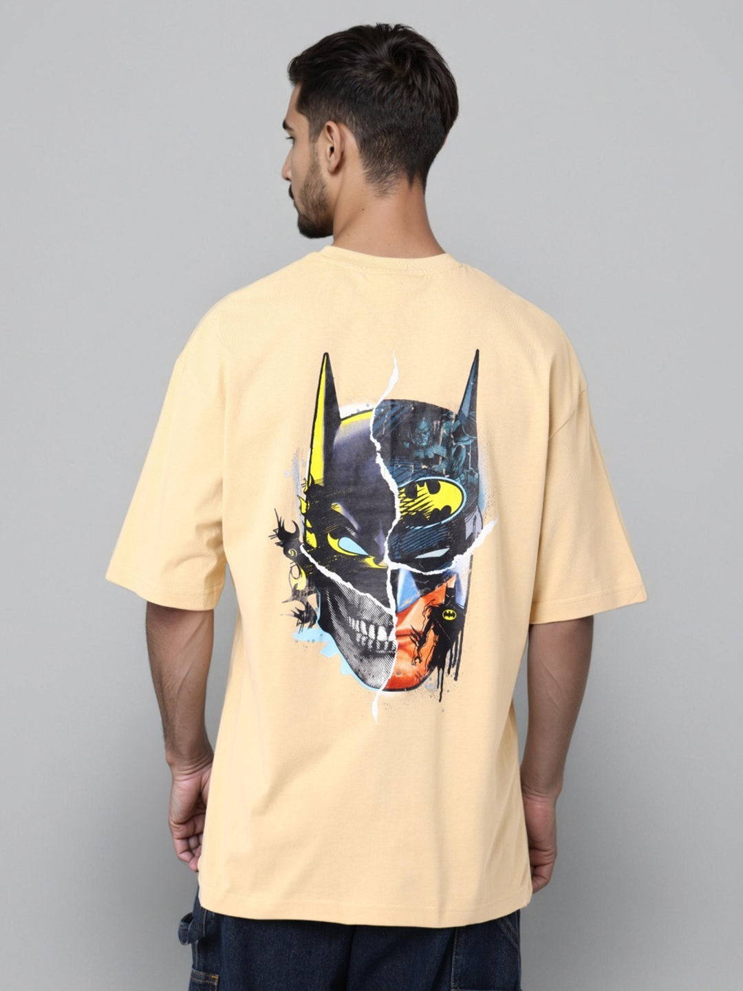 Men's Oversized Batman Back Print T-Shirt