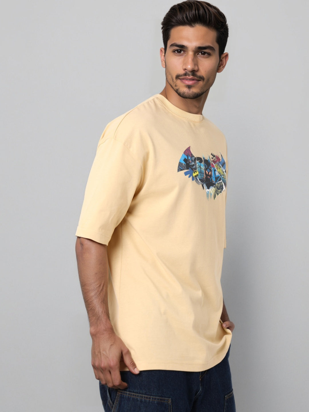 Men's Oversized Batman Back Print T-Shirt