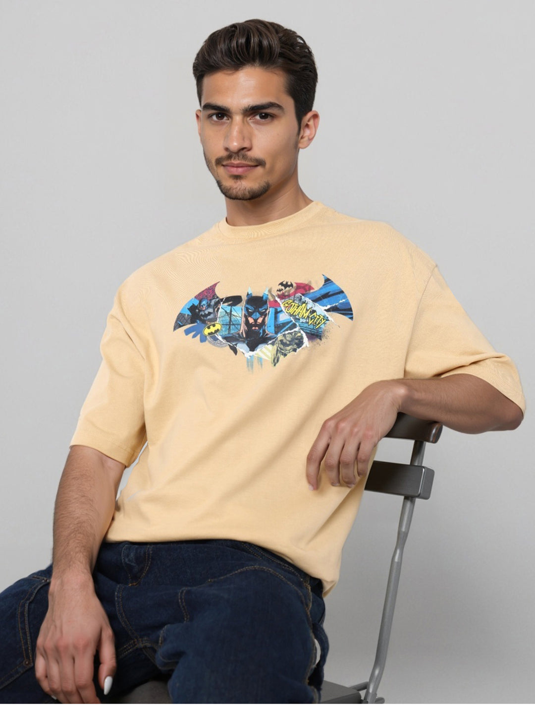 Men's Oversized Batman Back Print T-Shirt