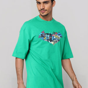 Men's Oversized Batman Back Print T-Shirt