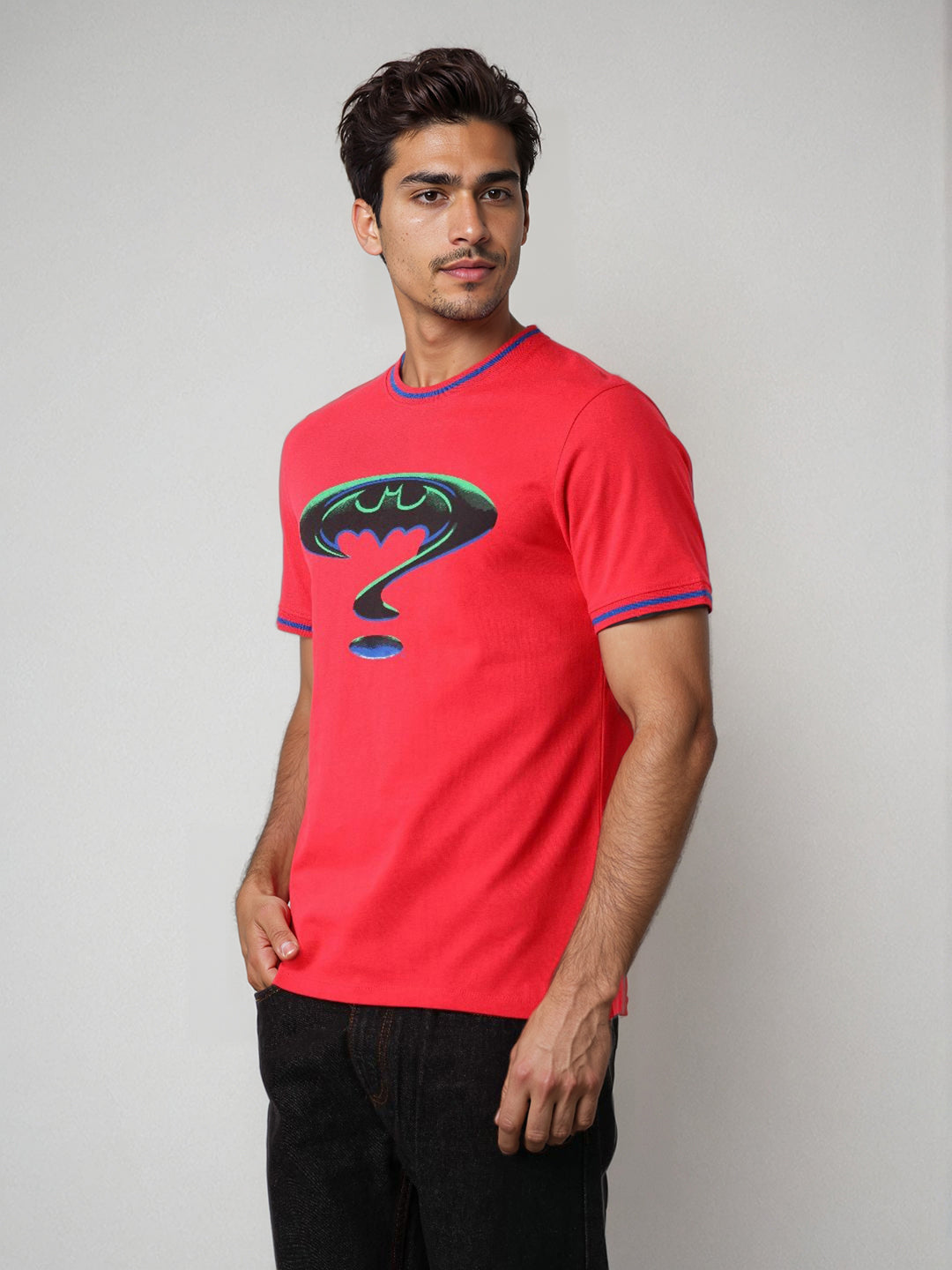 Men's Slim Fit Character Print Crew Neck T-shirt