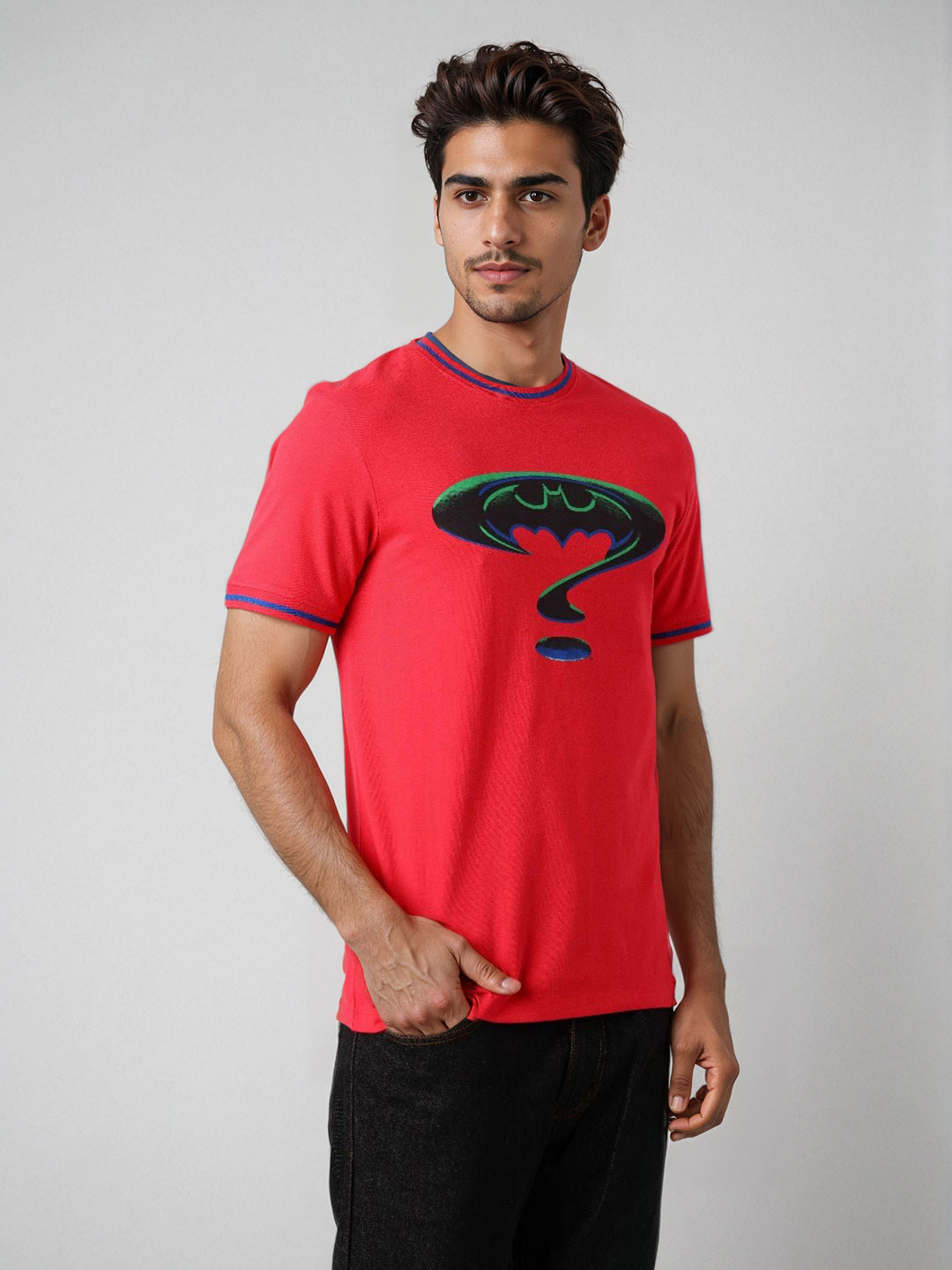 Men's Slim Fit Character Print Crew Neck T-shirt