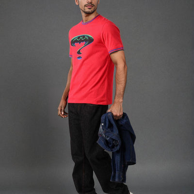 Men's Slim Fit Character Print Crew Neck T-shirt